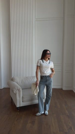 Old Money Knit Polo Top