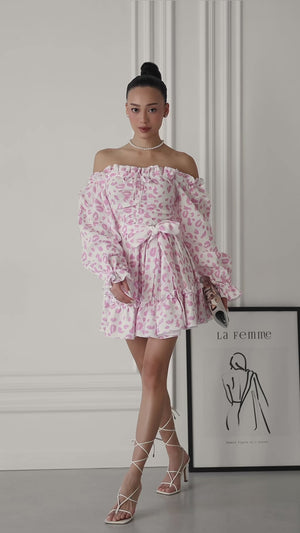 Rosé Kiss Off-Shoulder Muslin Dress