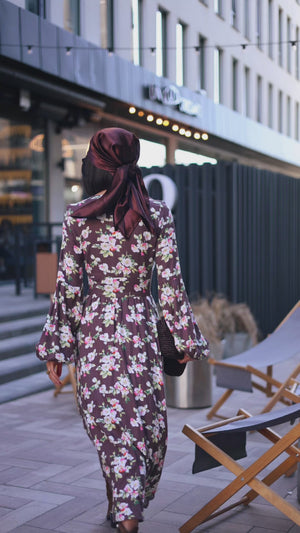 Rochie midi din in Violet Bloom