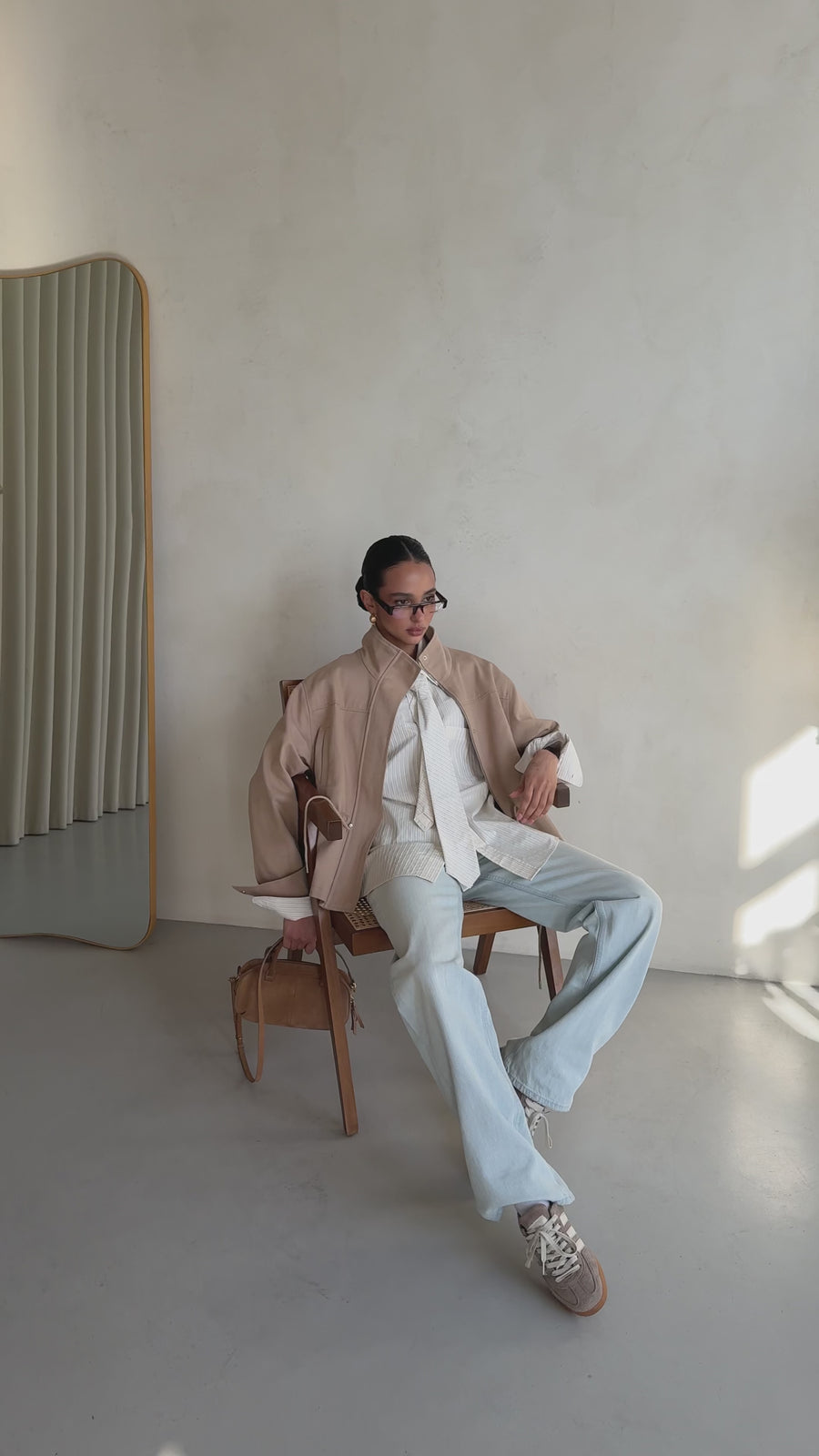 Pascale Cotton Twill Bomber in Beige, video