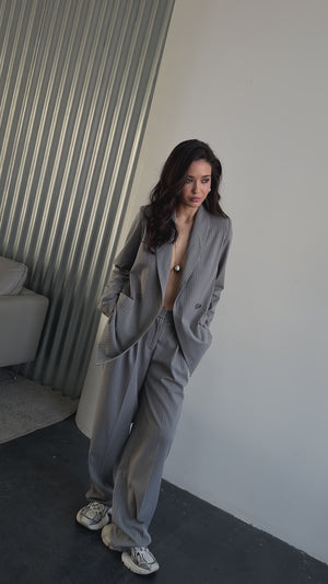Grey Pinstripe Relaxed Suit