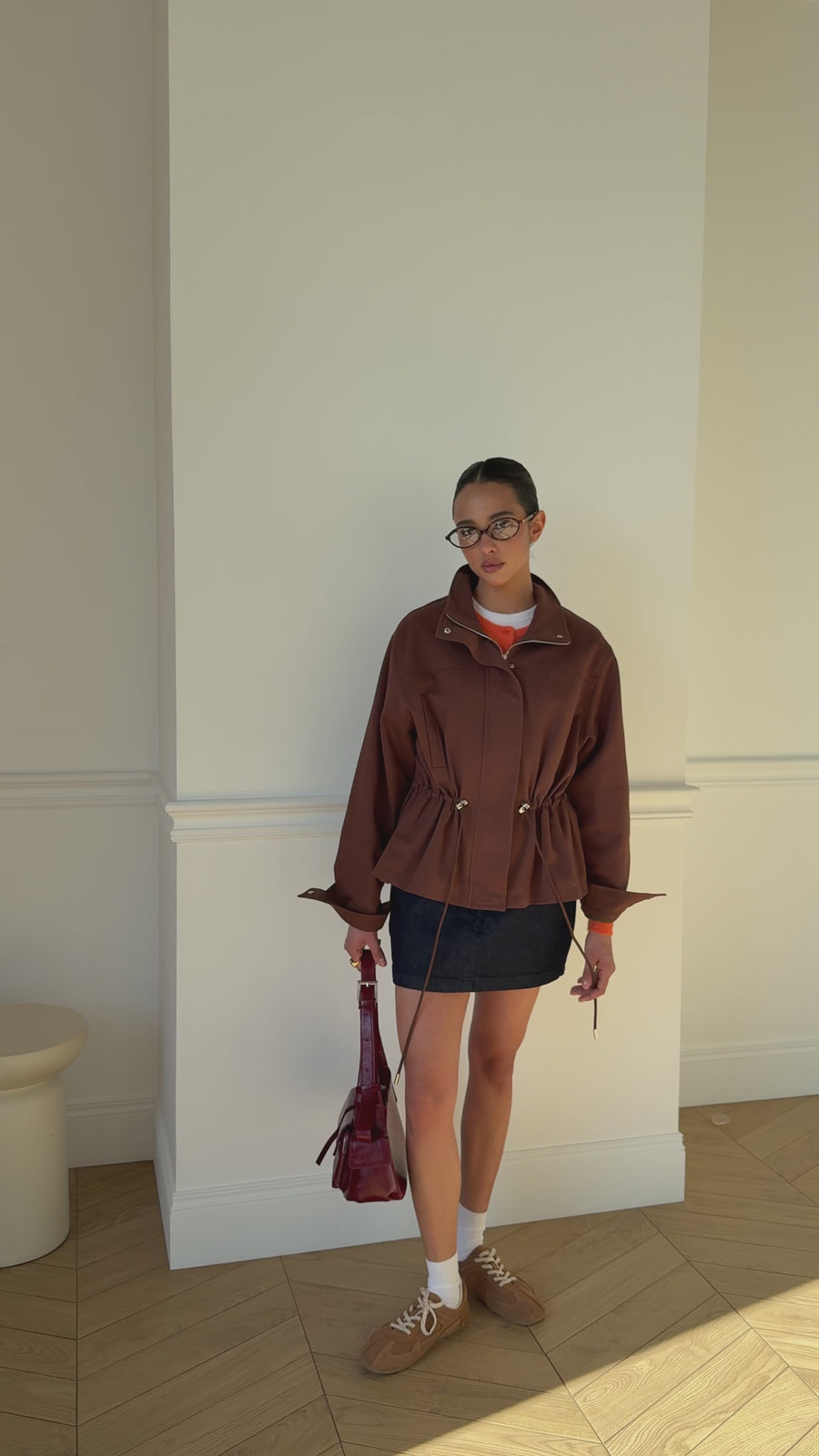 Pascale Cotton Twill Bomber in Brown, video