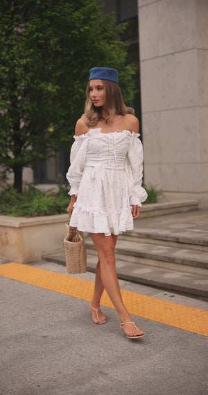 Rochie din muselină crem Wildberry cu umeri goi
