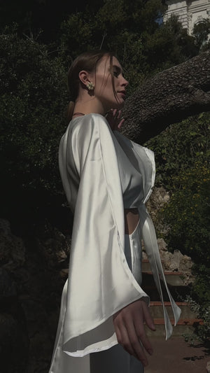 Pearl Satin Tie Maxi Dress
