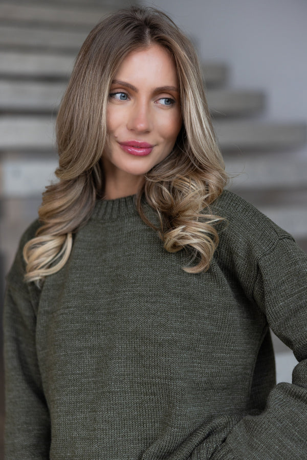 Marion Relaxed Crew Sweater – Khaki