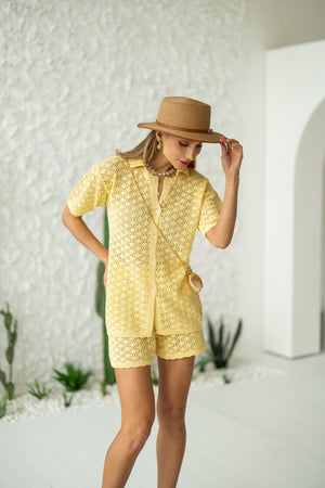 Nora Shirt & Shorts Set – Yellow
