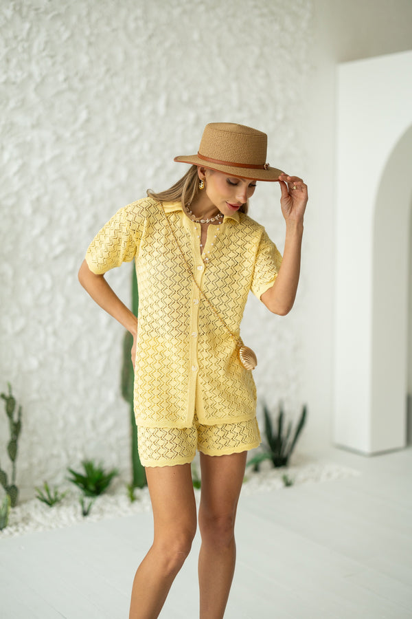 Nora Shirt & Shorts Set – Yellow