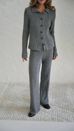 Lucienne Knit Shirt & Trouser Set – Charcoal