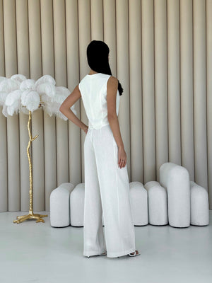 Blanche Waistcoat & Trouser Suit – Milk White