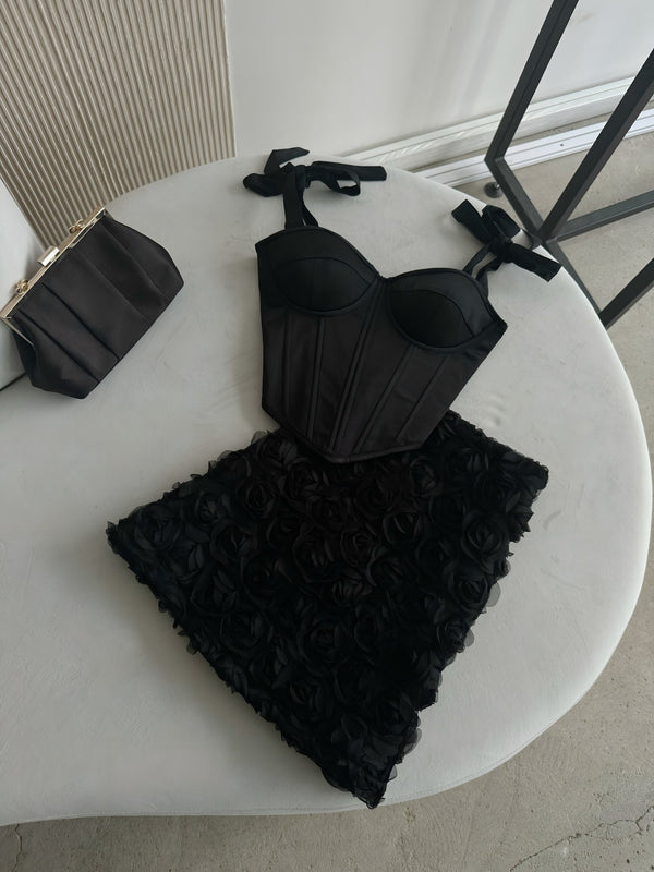 Émeraude Corset Top & Textured Skirt Set