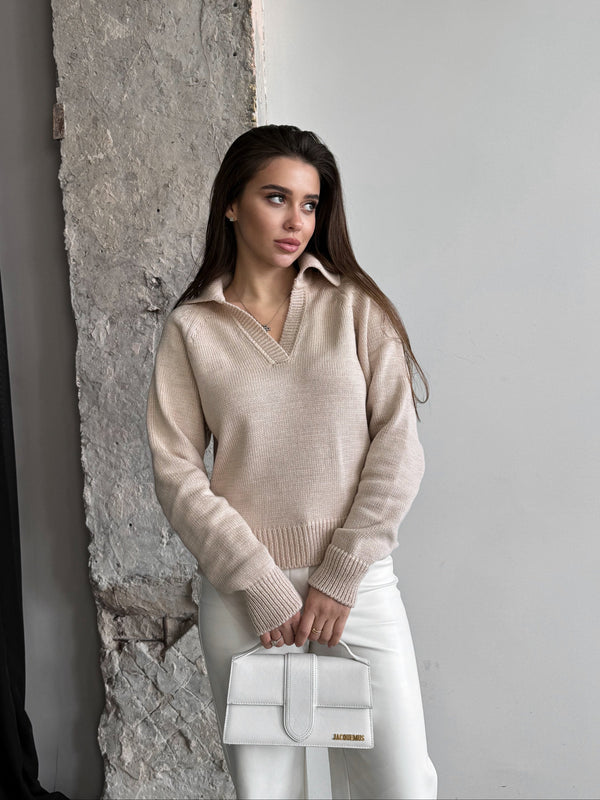 Elin Knit Blouse – Sand