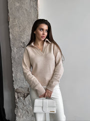 Elin Knit Blouse in Beige