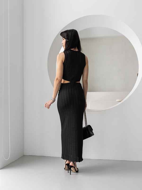 Alba Ribbed Knit Two-Piece – Black