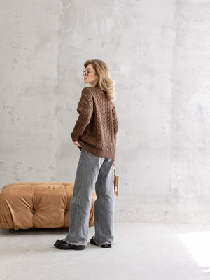 Mireille Cable Knit Sweater – Brown