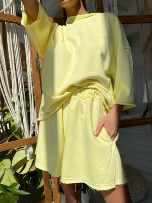 Isaline Oversized Tee & Shorts Set – Yellow