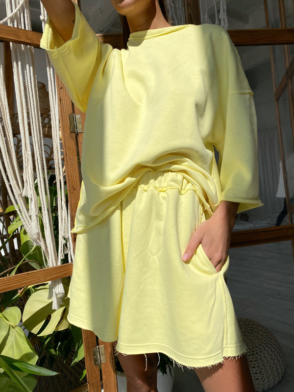 Isaline Oversized Tee & Shorts Set – Yellow