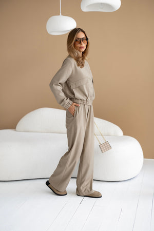 Solene Knit Lounge Set – Beige