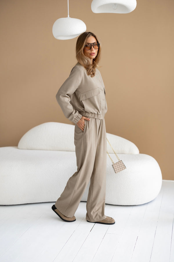 Solene Knit Lounge Set – Beige