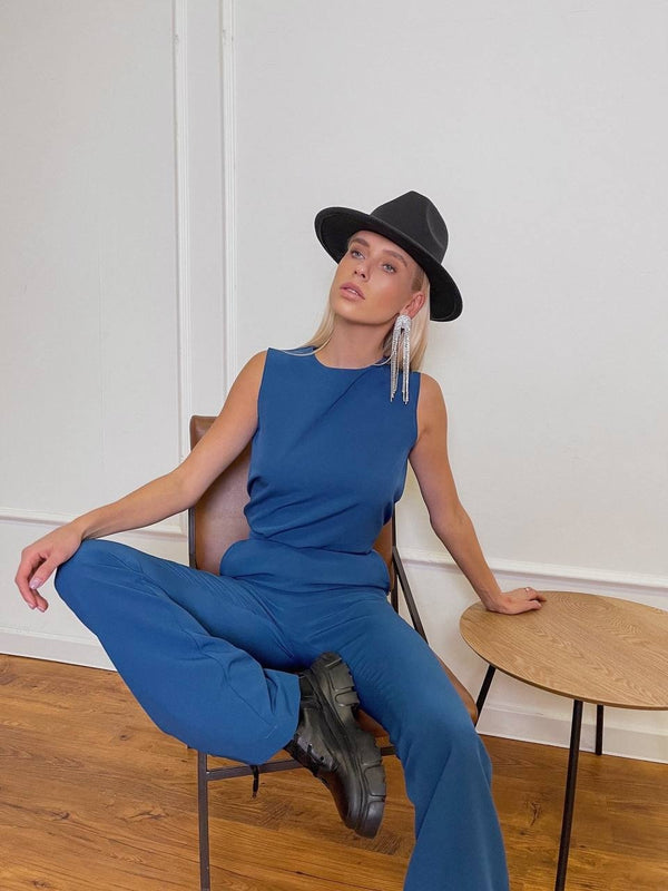 Hortense Sleeveless Top & Flare Trouser Set – Wave