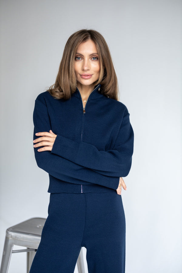 Charlotte Zip Bomber & Trouser Set – Blue
