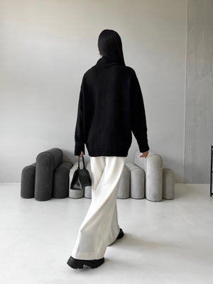 Maëlle Oversized Knit Sweater – Black