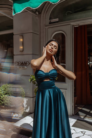 Rosine Satin Bustier Midi Dress