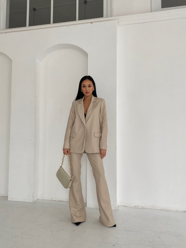 Hermine Oversized Longline Blazer – Beige