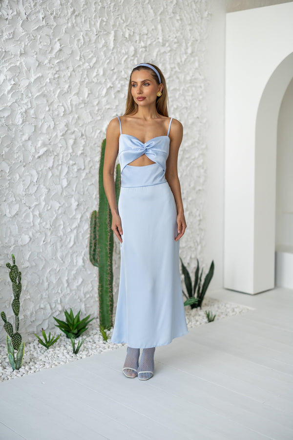 Clémentine Twist-Front Slip Dress – Blue