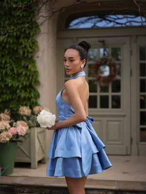 Celestine Tiered Halter Mini Dress