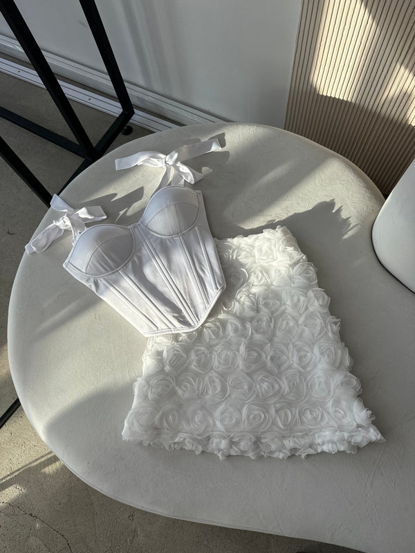 Émeraude Corset Top & Textured Skirt Set
