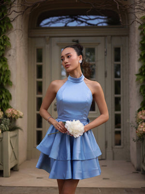 Celestine Tiered Halter Mini Dress