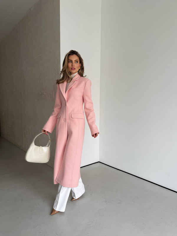 Irène Single-Breasted Wool Coat – Pink