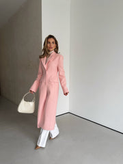 Irène Single-Breasted Wool Coat in Pink