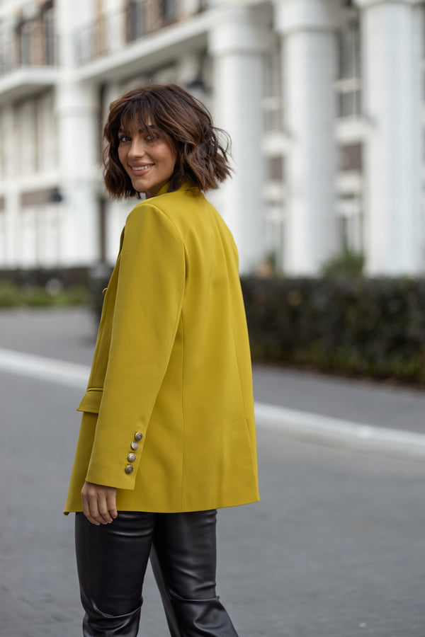 Gwendoline Double-Breasted Oversized Blazer – Olive