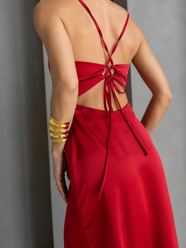 Anaïs Satin Slip Dress – Red