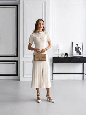 Margot Ribbed Midi Dress – Milk White