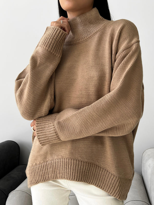Maëlle Oversized Knit Sweater – Camel