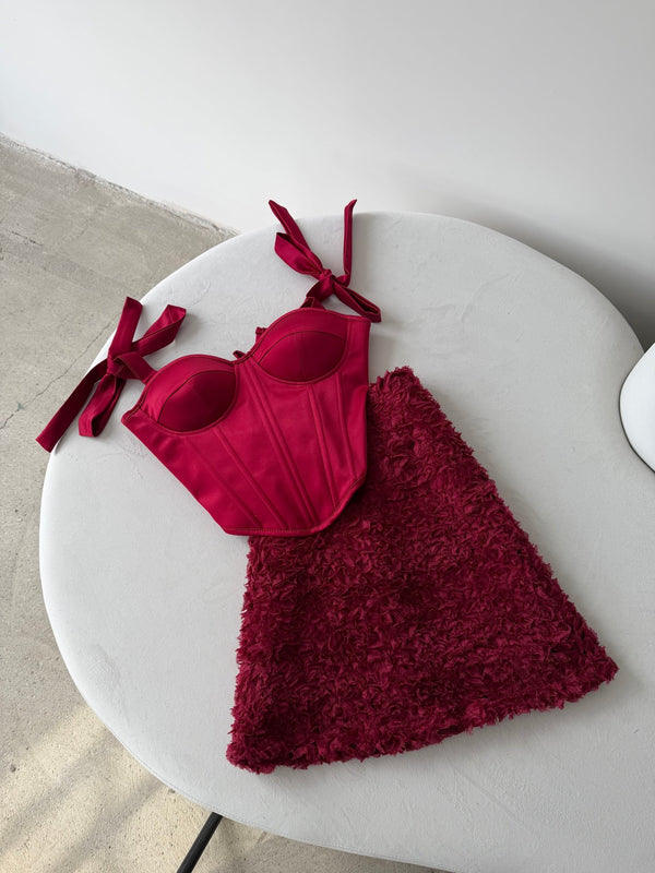 Émeraude Corset Top & Textured Skirt Set