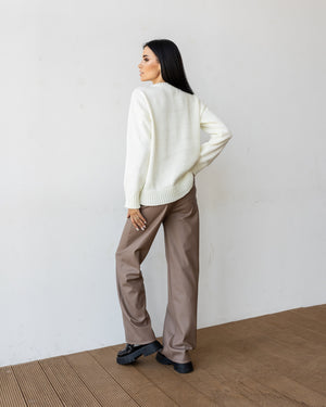Marion Relaxed Crew Sweater – Milk White