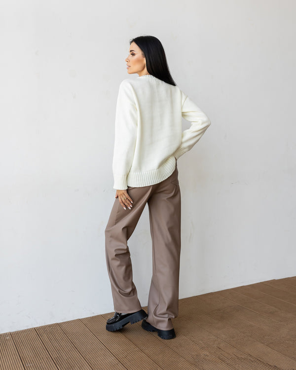 Marion Relaxed Crew Sweater – Milk White