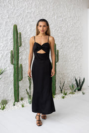Clémentine Twist-Front Slip Dress in Black