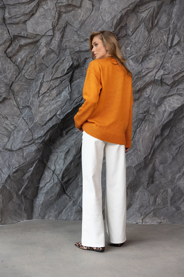 Marion Relaxed Crew Sweater – Orange