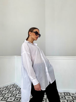 Émilie Oversized Cotton Shirt – White