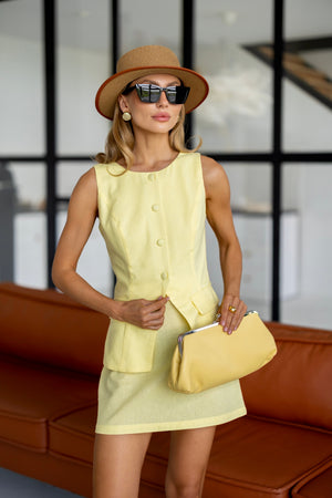 Juliette Ruffle Linen Set – Yellow