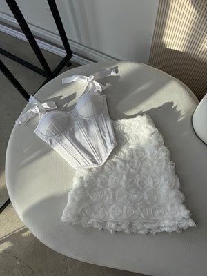 Émeraude Corset Top & Textured Skirt Set