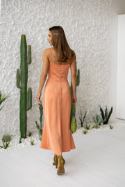 Clémentine Twist-Front Slip Dress in Orange
