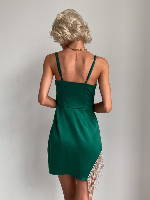 Ninon Satin Blazer & Dress Set – Emerald