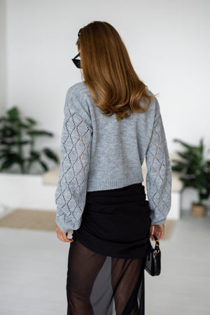 Jacinthe Fine Knit Cardigan – Grey
