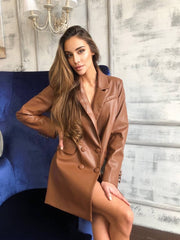 Georgette Blazer Dress in Brown