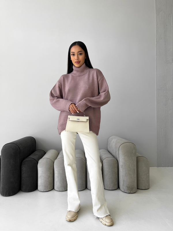 Maëlle Oversized Knit Sweater – Dusty Pink